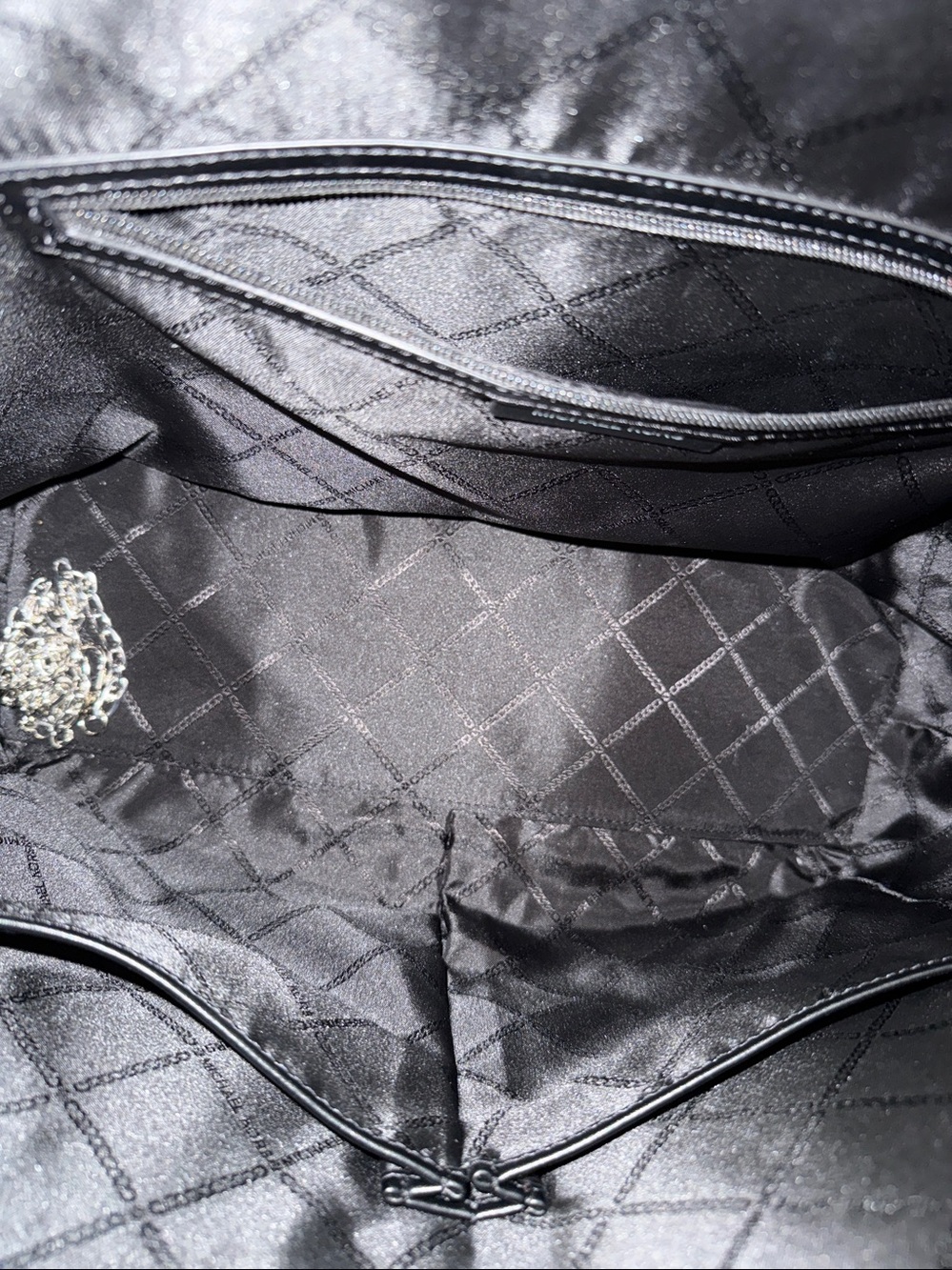 Michael Kors Black MK Logo Tote with Leather Trim - Picture 4 of 6